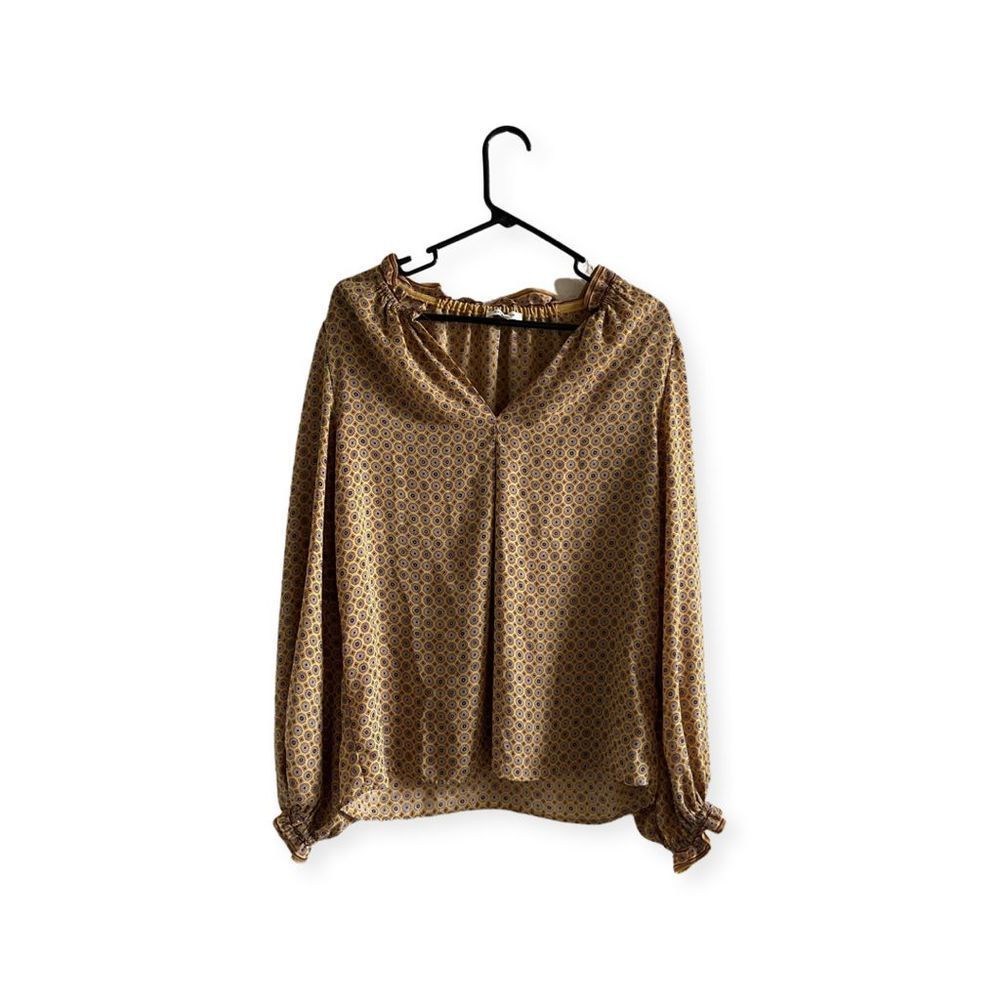Max Studio Abstract Balloon Sleeve Blouse in Yellow